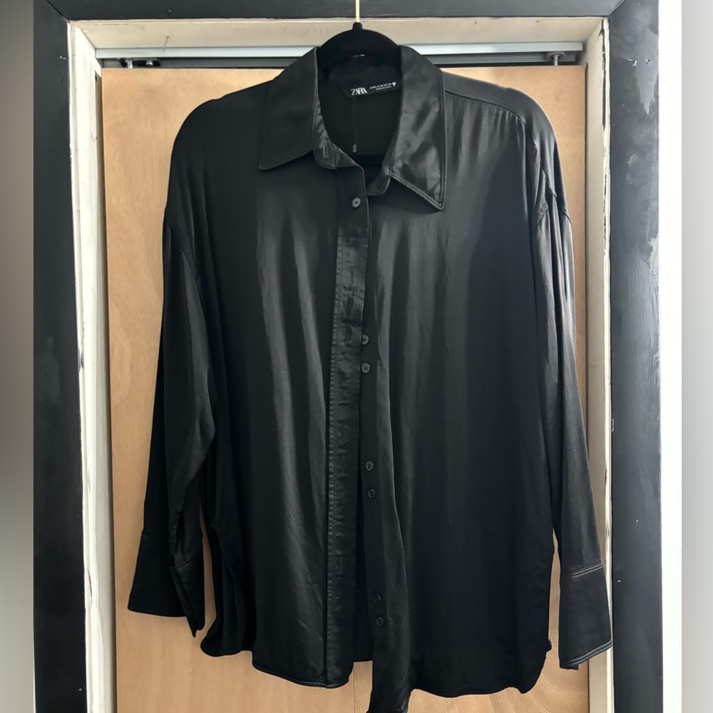 Zara black silk blouse